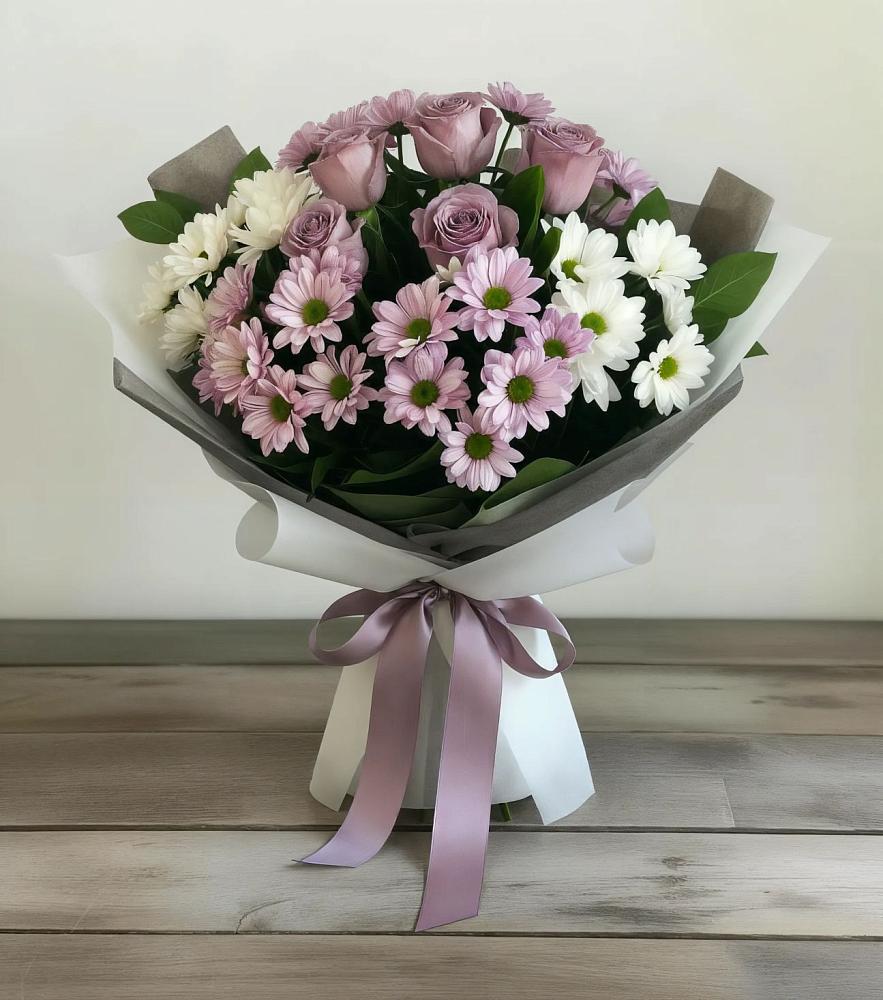 Букет цветов из: Хризантемы и Розы в Пышлицы
