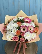Букет цветов из:  Розы, Герберы и Хризантемы в Пышлицы