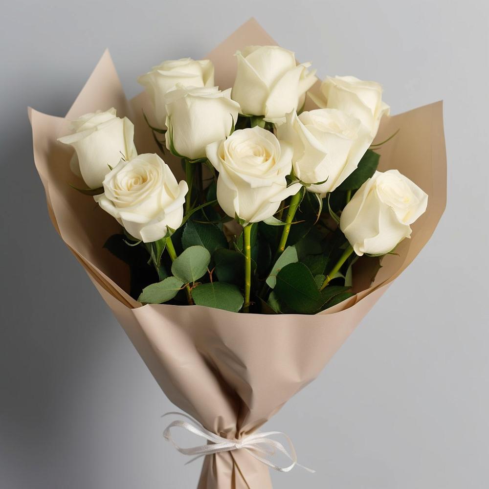 Букет 9 Белых роз Эдлесс Лав в Пышлицы