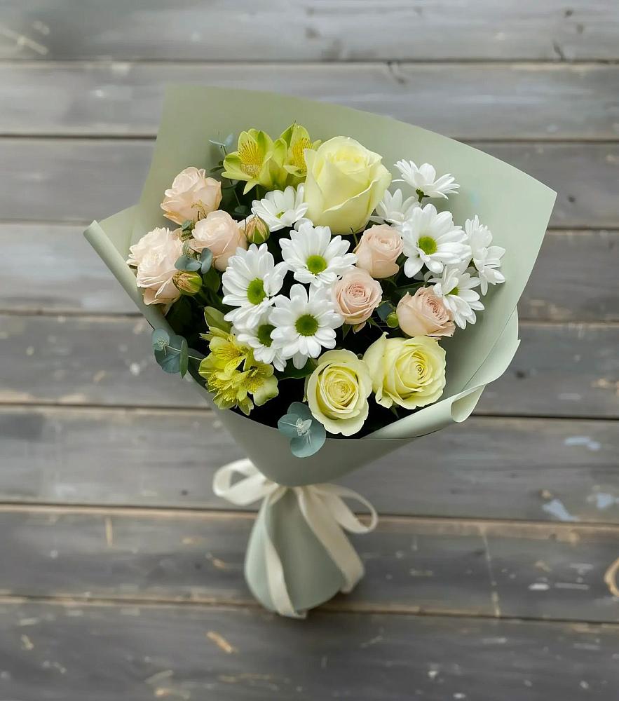 Букет цветов из: Альстромерии, Розы и Хризантемы в Пышлицы