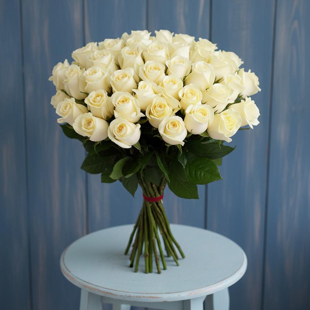 Букет 51 Белая роза Эдлесс Лав в Пышлицы