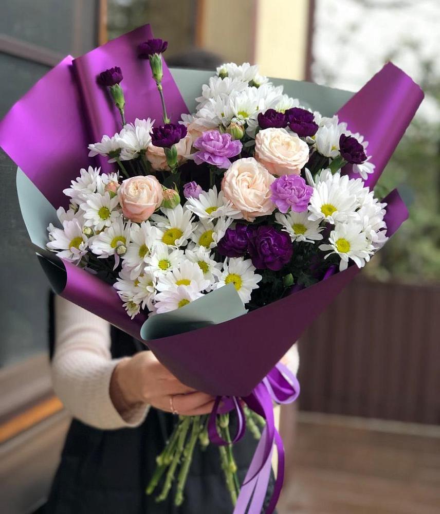 Букет цветов из: Хризантемы, Гвоздики и Розы в Пышлицы