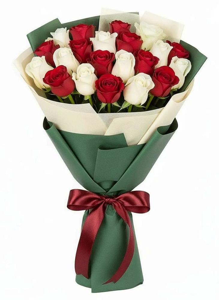 Букет Микс из красных и белых роз в Пышлицы