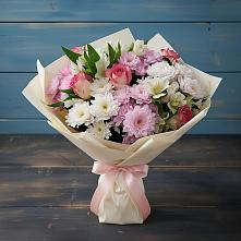 Букет цветов из:  Хризантемы, Альстромерии и Розы в Пышлицы