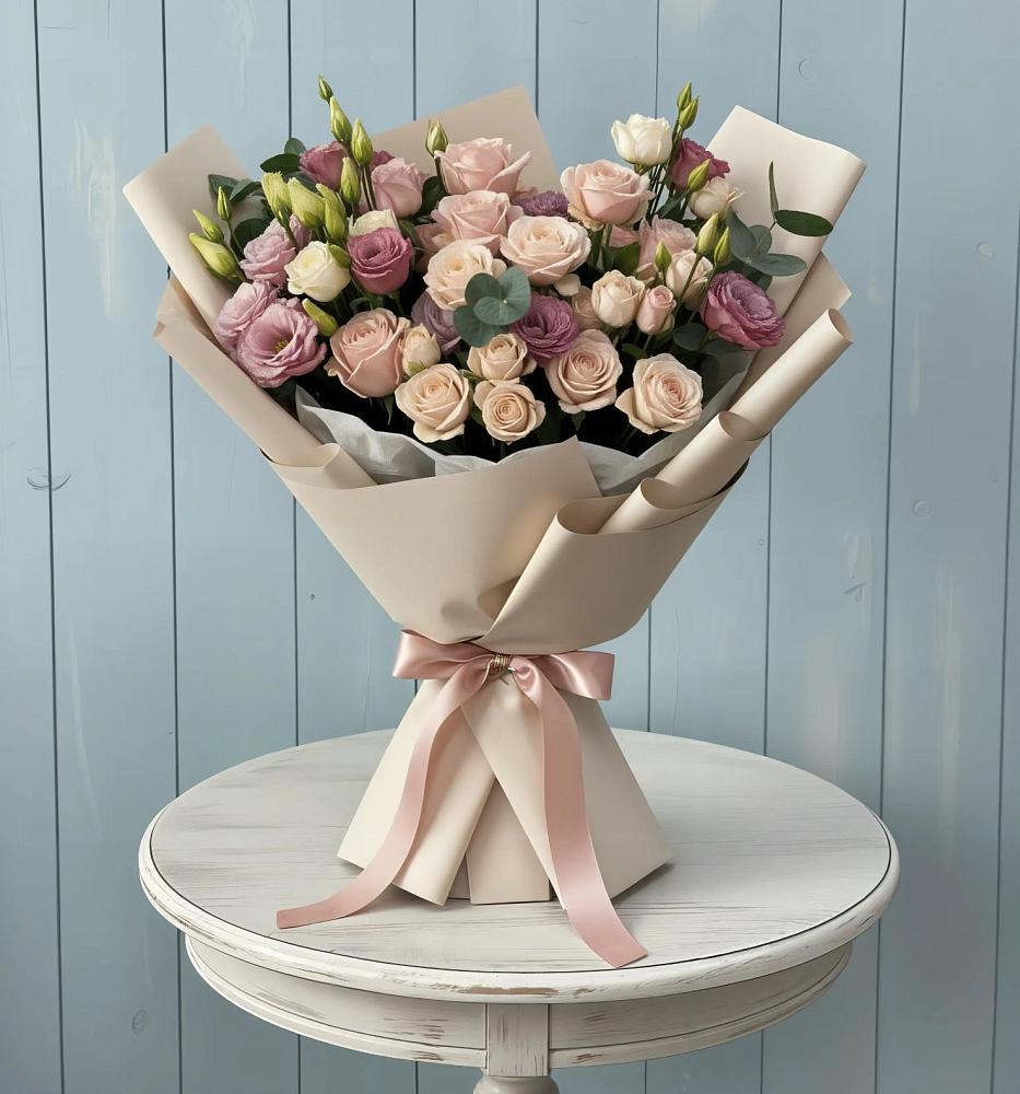 Букет цветов из: Розы и Лизиантусы в Пышлицы