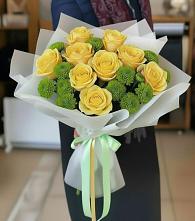 Букет цветов из:  Хризантемы и Розы в Пышлицы
