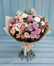 Букет цветов из:  Хризантемы, Розы и Альстромерии в Пышлицы