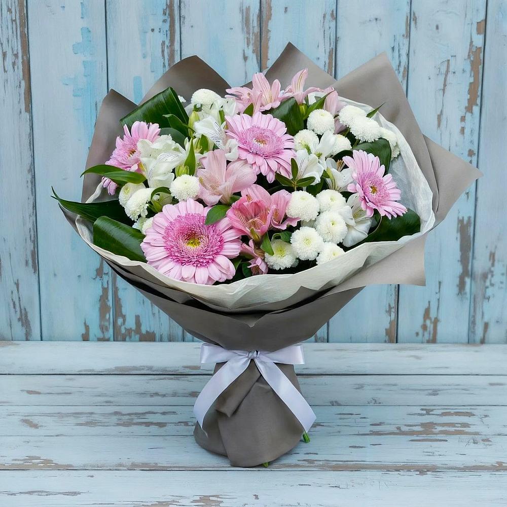 Букет цветов из: Герберы, Альстромерии и Хризантемы в Пышлицы